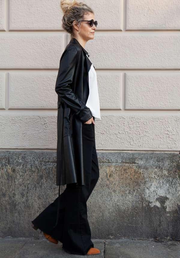 Rose & Lini GIORGIO BRATO BLACK LEATHER TRENCH 13036