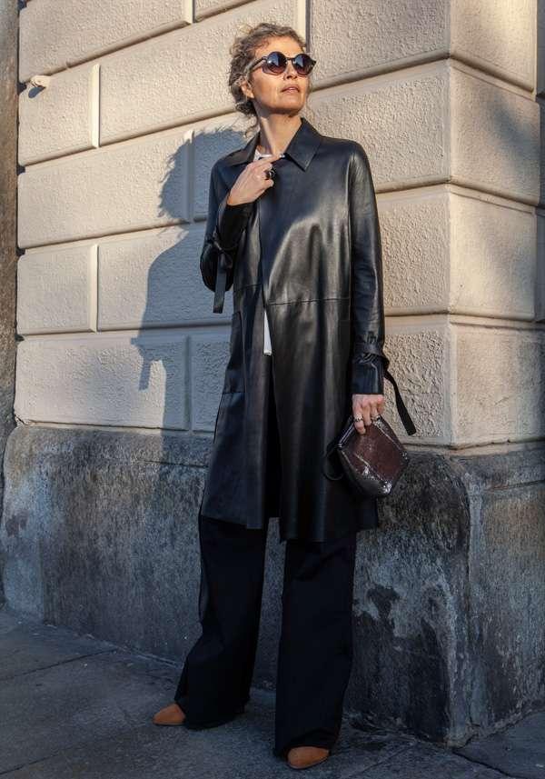 Rose & Lini GIORGIO BRATO BLACK LEATHER TRENCH 13036