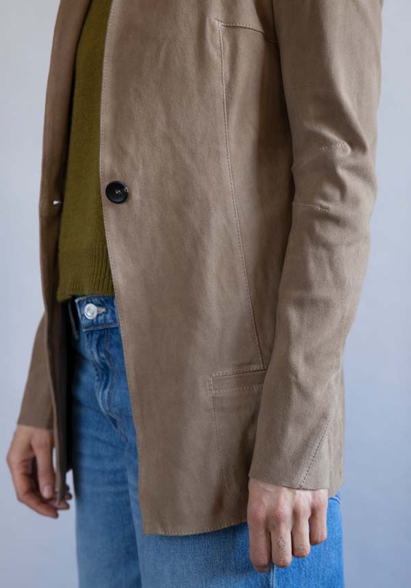 Rose & Lini GIORGIO BRATO SUEDE LEATHER “BLAZER” TAUPE