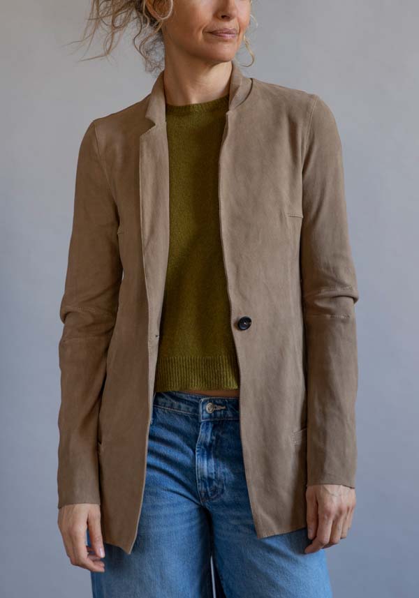 Rose & Lini GIORGIO BRATO SUEDE LEATHER “BLAZER” TAUPE