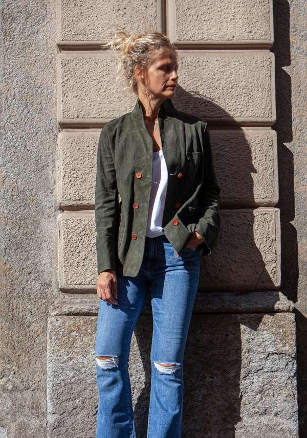 Rose & Lini IBRIGU MILITARY SUEDE LEATHER JACKET 122