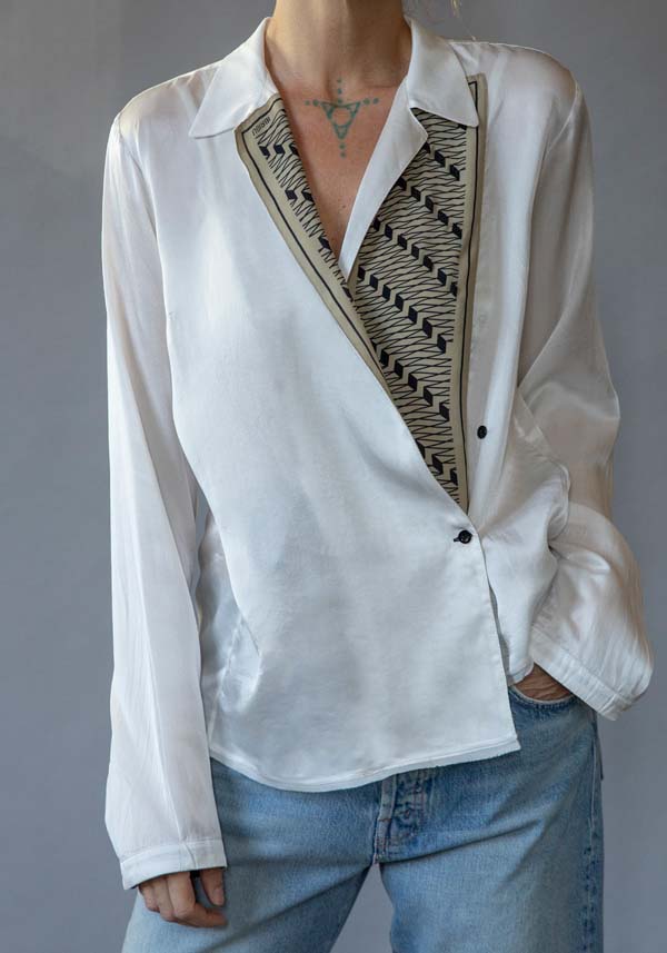 Rose & Lini IBRIGU PRINTED SILK “SHIRT CM20” WHITE