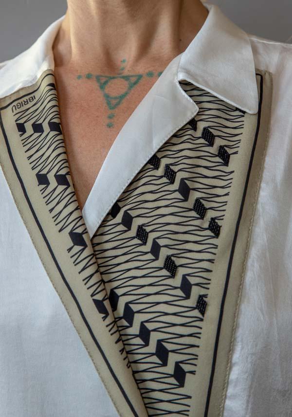 Rose & Lini IBRIGU PRINTED SILK “SHIRT CM20” WHITE