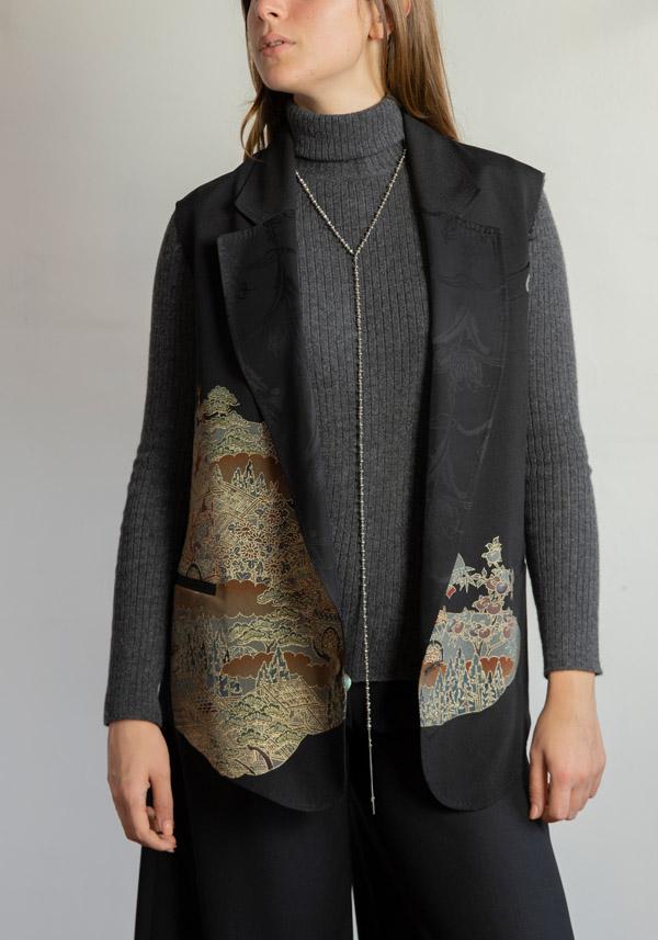 Rose & Lini IBRIGU SILK “GILET 53K” BLACK