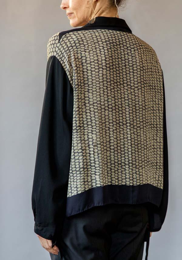 Rose & Lini IBRIGU SILK “SHIRT CM171” BEIGE & BLACK