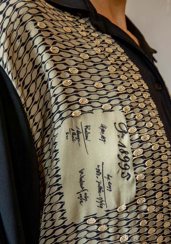 Rose & Lini IBRIGU SILK “SHIRT CM171” BEIGE & BLACK