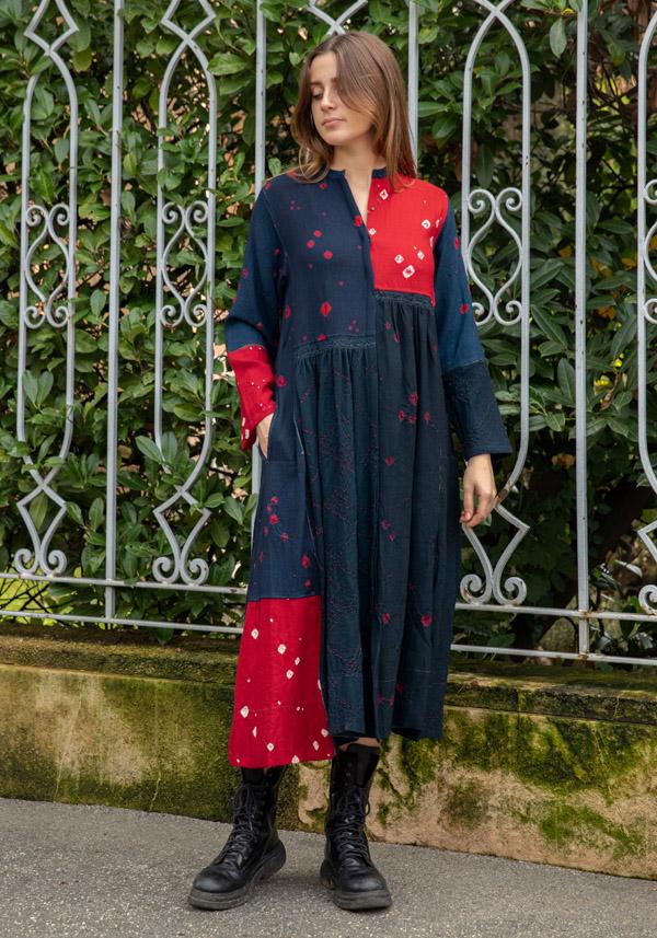 Rose & Lini INJIRI WOOL “DRESS 44” RED & NAVY