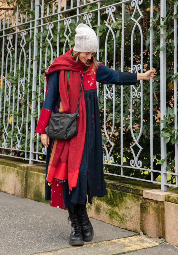 Rose & Lini INJIRI WOOL “DRESS 44” RED & NAVY