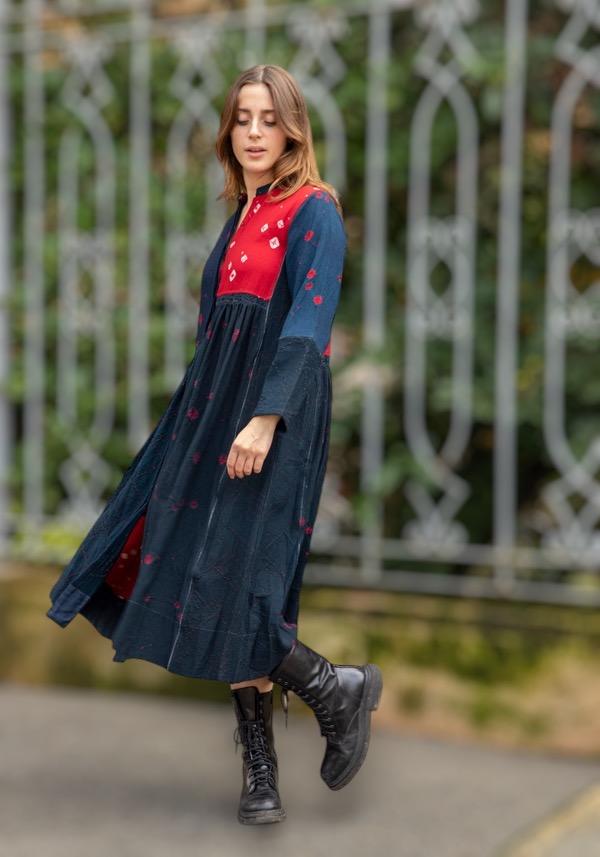 Rose & Lini INJIRI WOOL “DRESS 44” RED & NAVY
