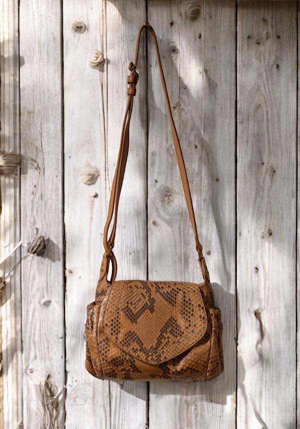 Rose & Lini JÉRÔME DREYFUSS “HELMUT S” GOLD PYTHON BAG