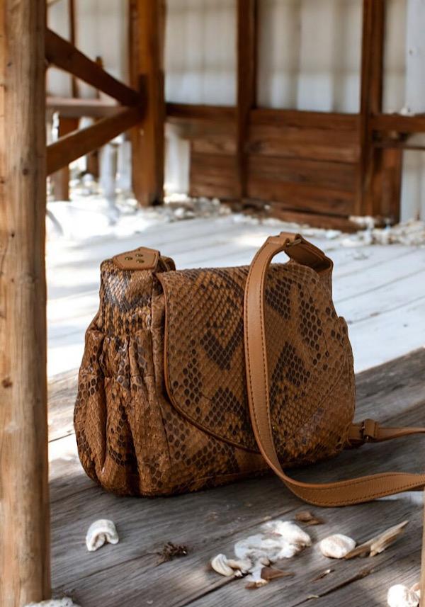 Rose & Lini JÉRÔME DREYFUSS “HELMUT S” GOLD PYTHON BAG