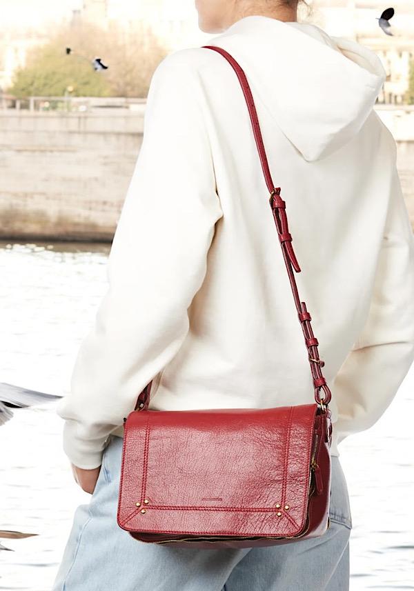 Rose & Lini JÉRÔME DREYFUSS “IGOR” RUBY LEATHER BAG