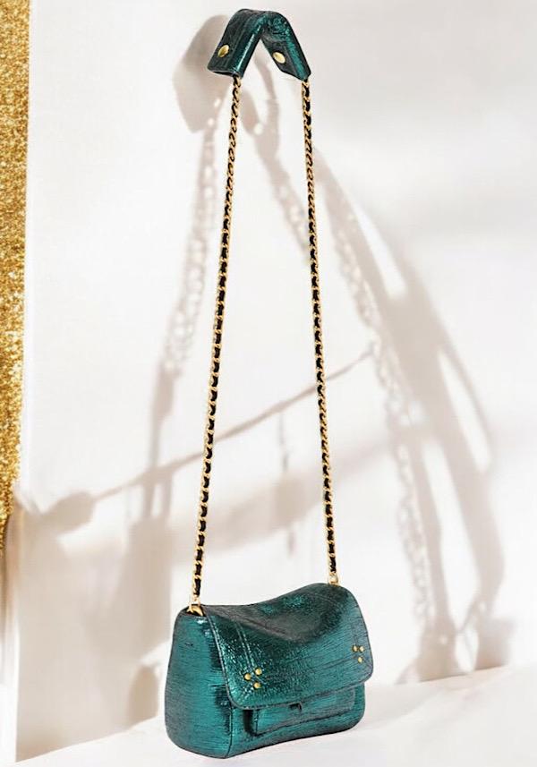 Rose & Lini JÉRÔME DREYFUSS “LULU S” LAMÈ GREEN BAG