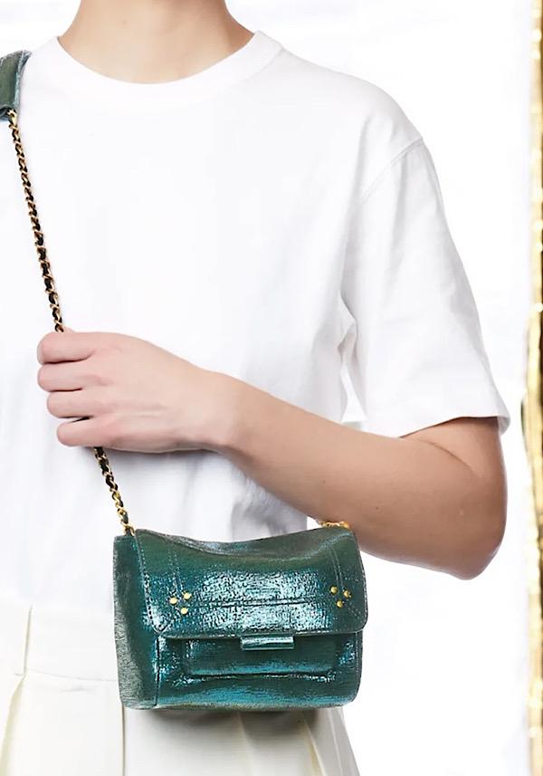 Rose & Lini JÉRÔME DREYFUSS “LULU S” LAMÈ GREEN BAG
