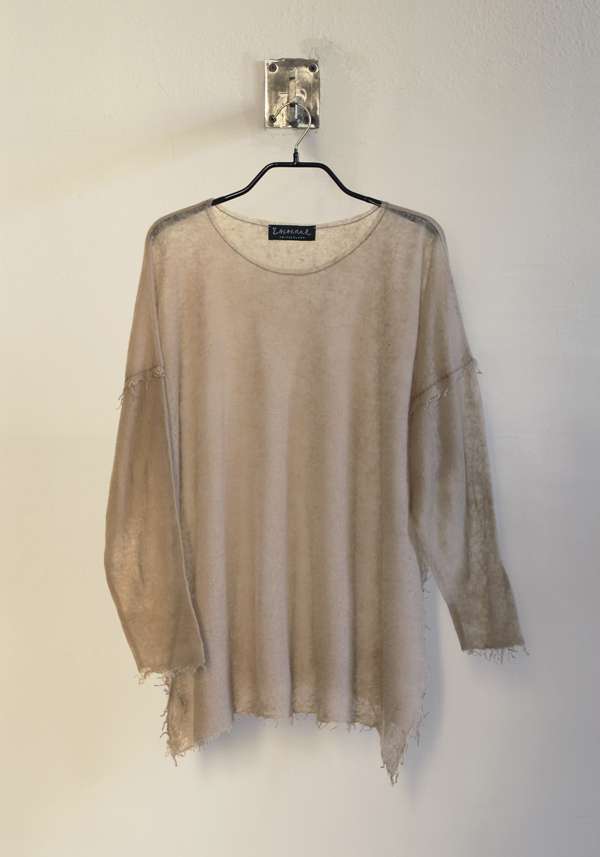 Rose & Lini LALAERRE CASHMERE “FRINGES PONCHO” BEIGE