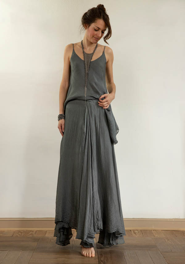 Rose & Lini MARC LE BIHAN SILK “SKIRT 2503” OLIVE