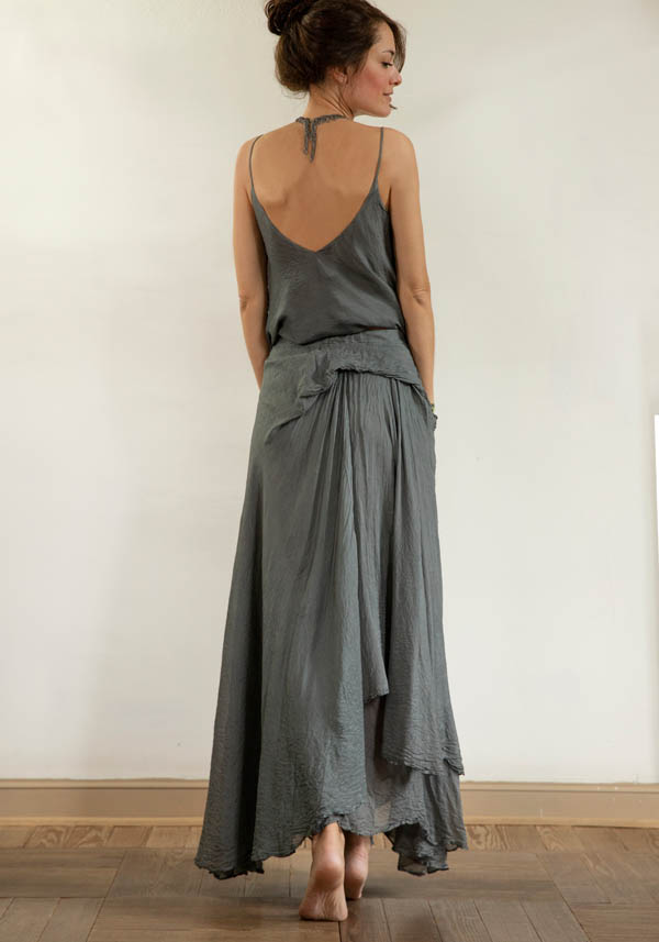 Rose & Lini MARC LE BIHAN SILK “SKIRT 2503” OLIVE