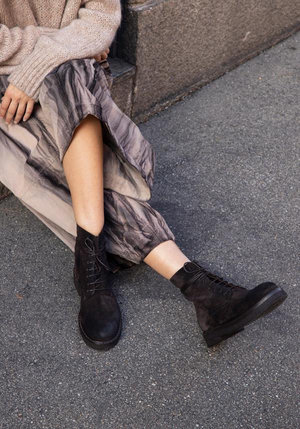 Rose & Lini MARSÈLL “PARRUCCA” SUEDE MORO ANKLE BOOTS