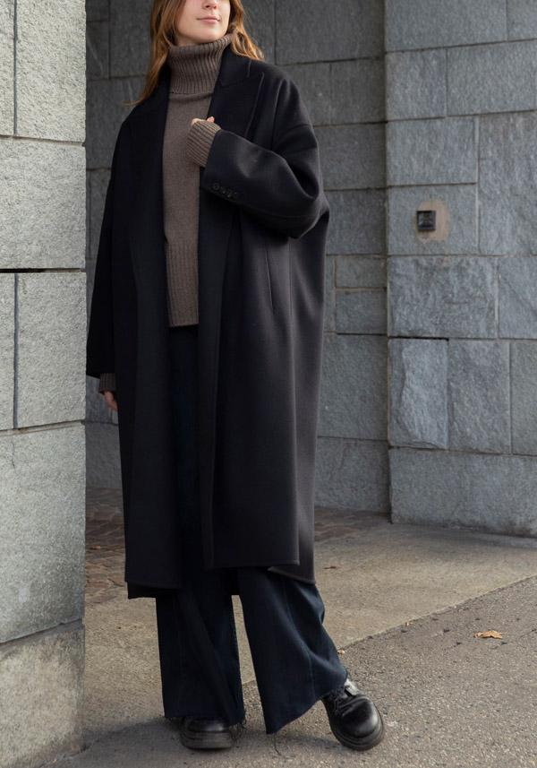 Rose & Lini N8 WOOL & CASHMERE “COAT 1100” BLACK