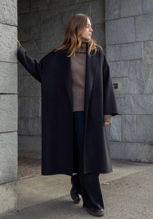 Rose & Lini N8 WOOL & CASHMERE “COAT 1100” BLACK