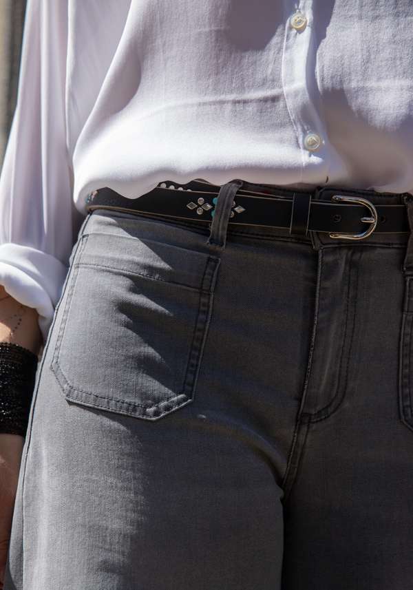 Rose & Lini NANNI BLACK STUDDED LEATHER “BELT 343”