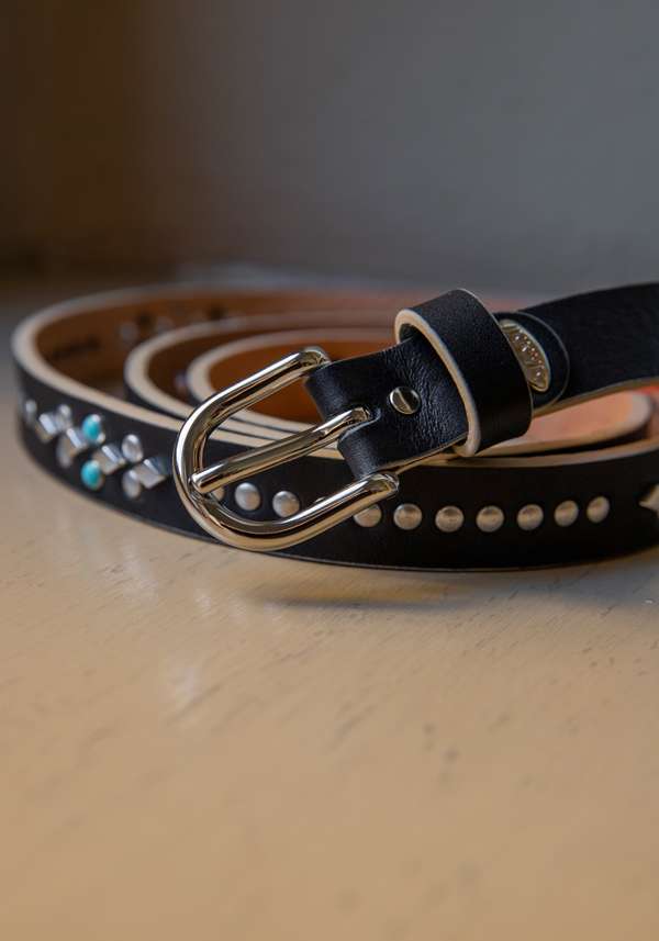 Rose & Lini NANNI BLACK STUDDED LEATHER “BELT 343”