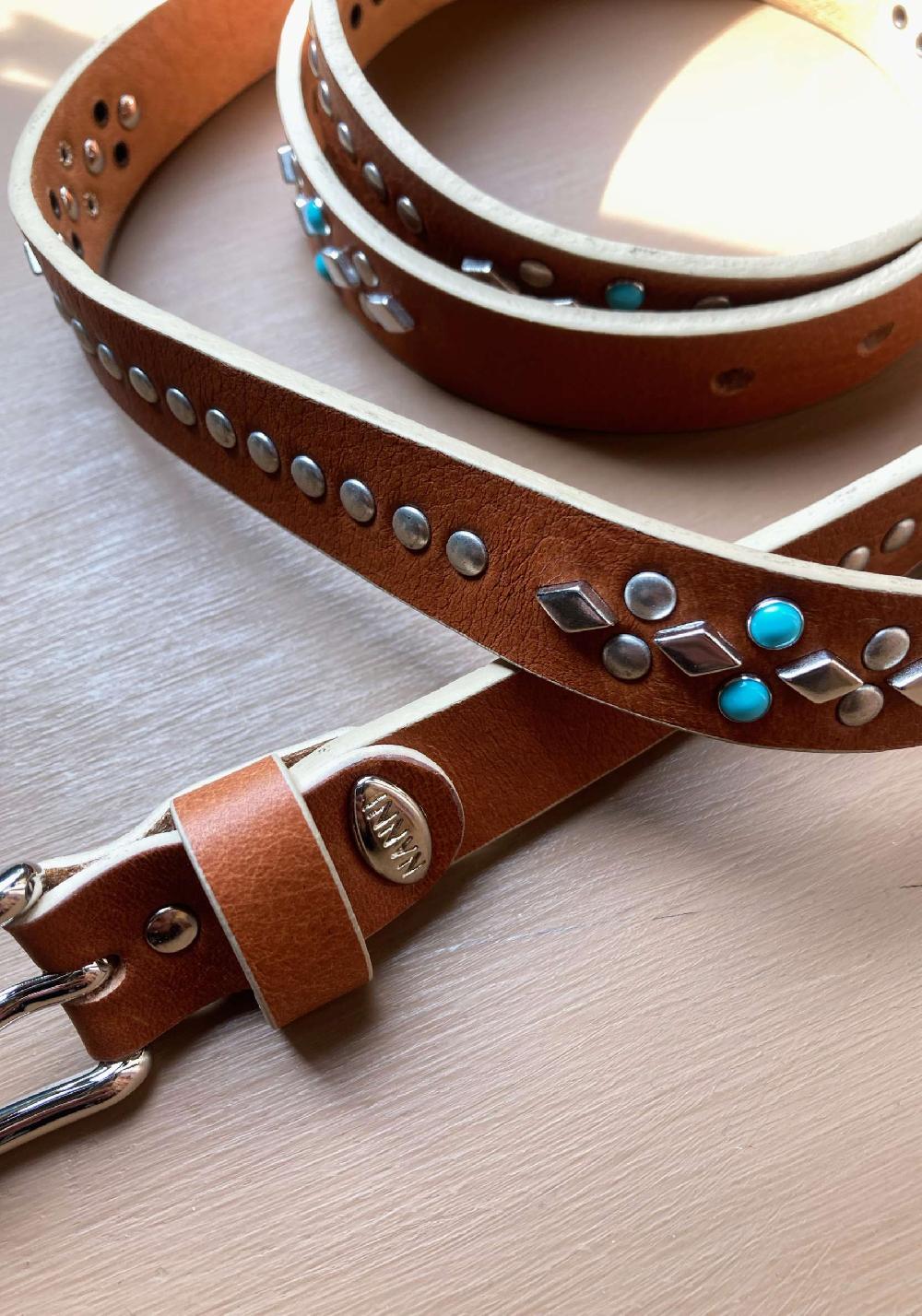 Rose & Lini NANNI GINGER STUDDED LEATHER “BELT 343”