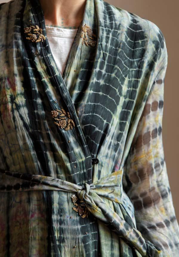 Rose & Lini OBIDI PATTERNED SILK “AMBER DRESS” BLACK