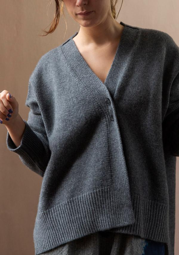 Rose & Lini OYUNA CASHMERE “CARDIGAN AIRE” SLATE GREY