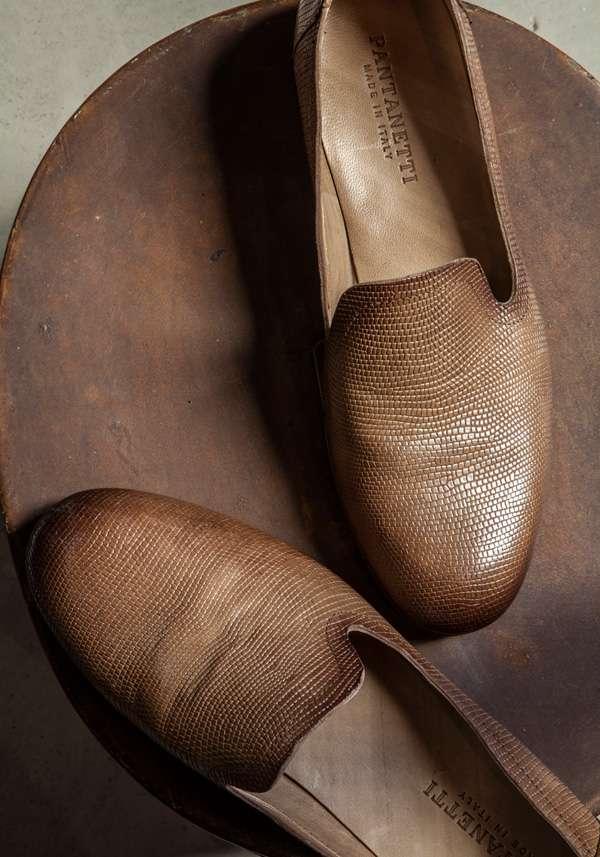 Rose & Lini PANTANETTI BROWN LIZARD “FLAT SHOES 15128”