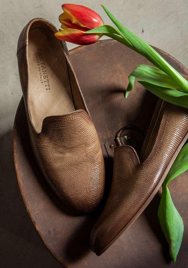 Rose & Lini PANTANETTI BROWN LIZARD “FLAT SHOES 15128”