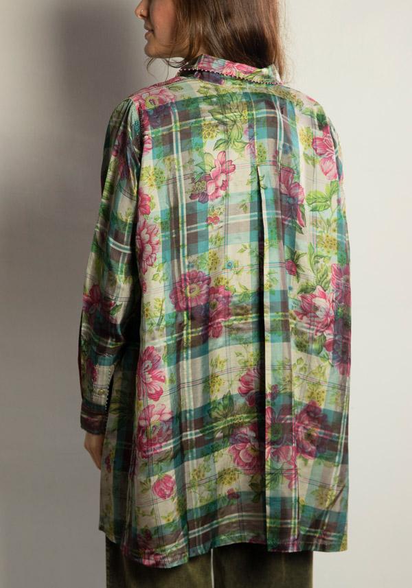 Rose & Lini PERO SILK FLORAL “SHIRT PLA02” GREEN