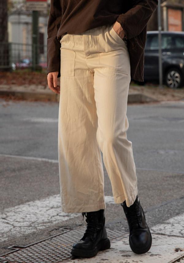 Rose & Lini RISA NAKAMURA COTTON “TROUSERS D” WHITE