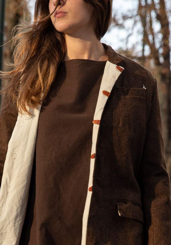 Rose & Lini RISA NAKAMURA WOOL “COAT F” BROWN