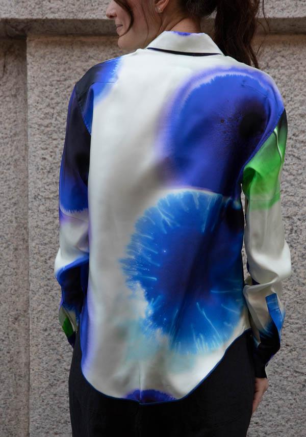 Rose & Lini ROHKA SILK “CLASSIC SHIRT” GREEN & INK