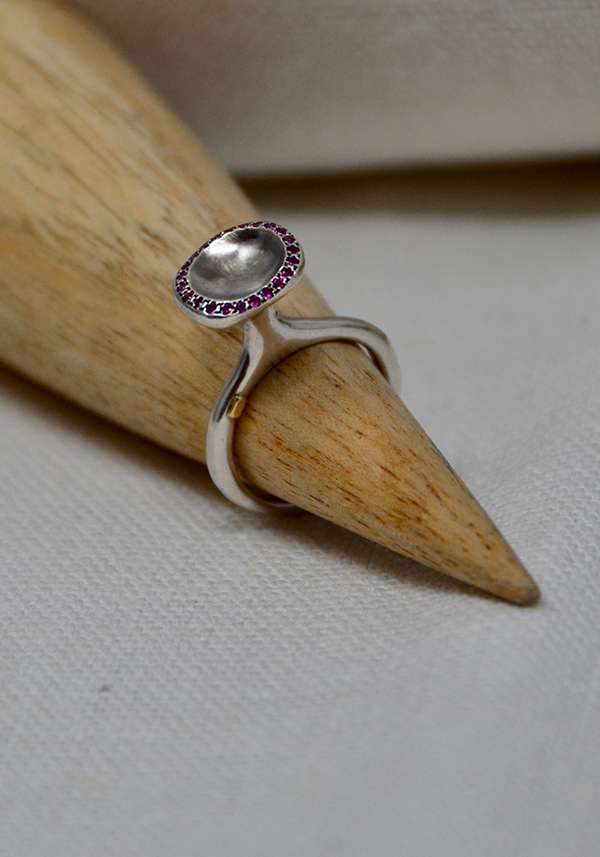 Rose & Lini ROSAMARIA SILVER AND RUBY “BEENU” RING