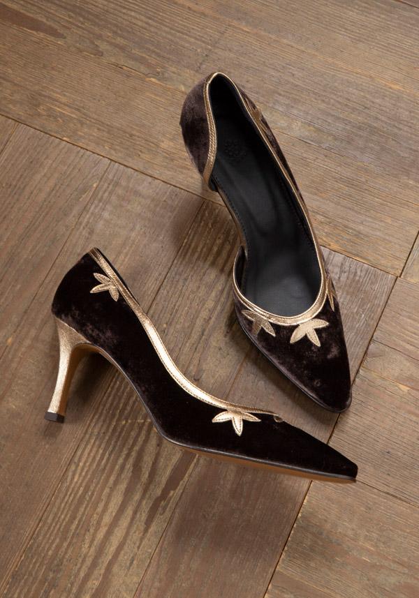 Rose & Lini ROSE’S ROSES “FRIDA” VELVET & LAMÉ HEELS