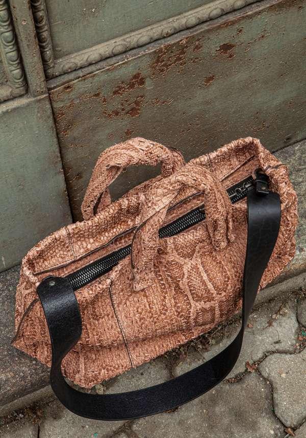 Rose & Lini SIMONA TAGLIAFERRI NUDE PYTHON SOFT BAG