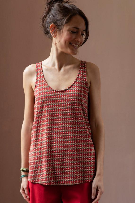 Rose & Lini SIYU RED “118” PATTERNED TOP