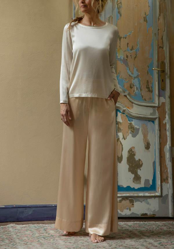 Rose & Lini SLEEP NO MORE SILK “SNM06” BEIGE TROUSERS