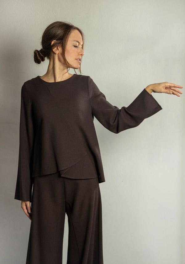 Rose & Lini STEFANO MORTARI WOOL “BLOUSE 5231” BROWN