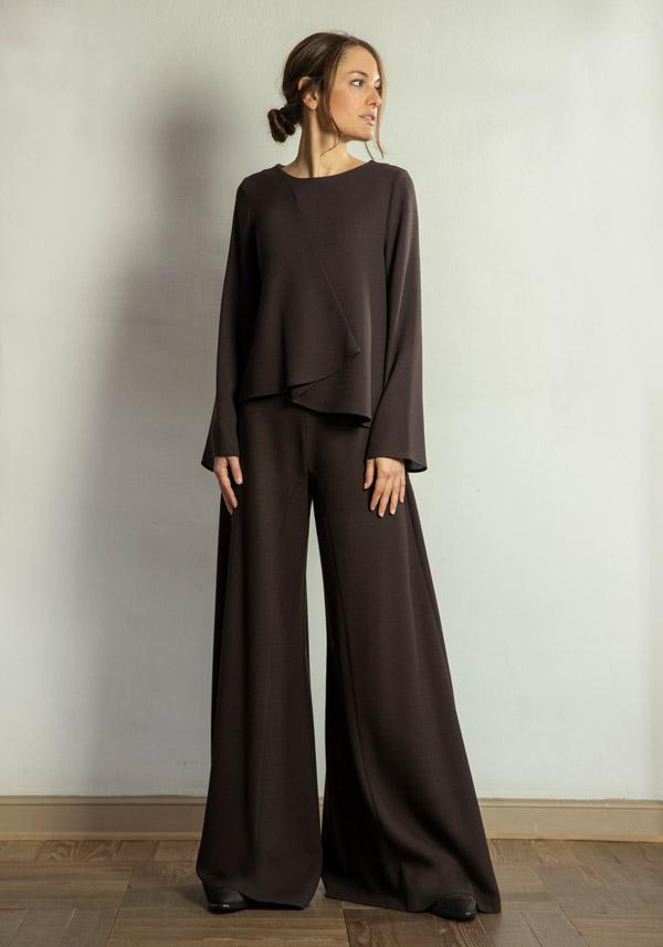 Rose & Lini STEFANO MORTARI WOOL “BLOUSE 5231” BROWN