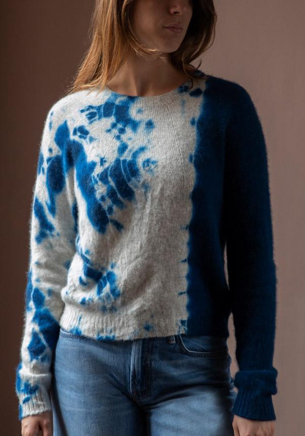Rose & Lini SUZUSAN CASHMERE “PULL 3027” BLUE & GREY