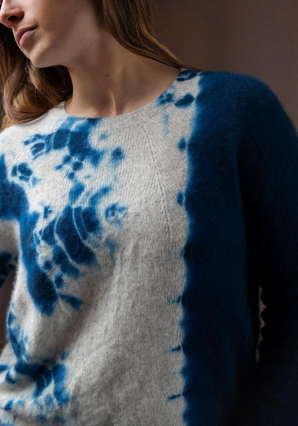 Rose & Lini SUZUSAN CASHMERE “PULL 3027” BLUE & GREY