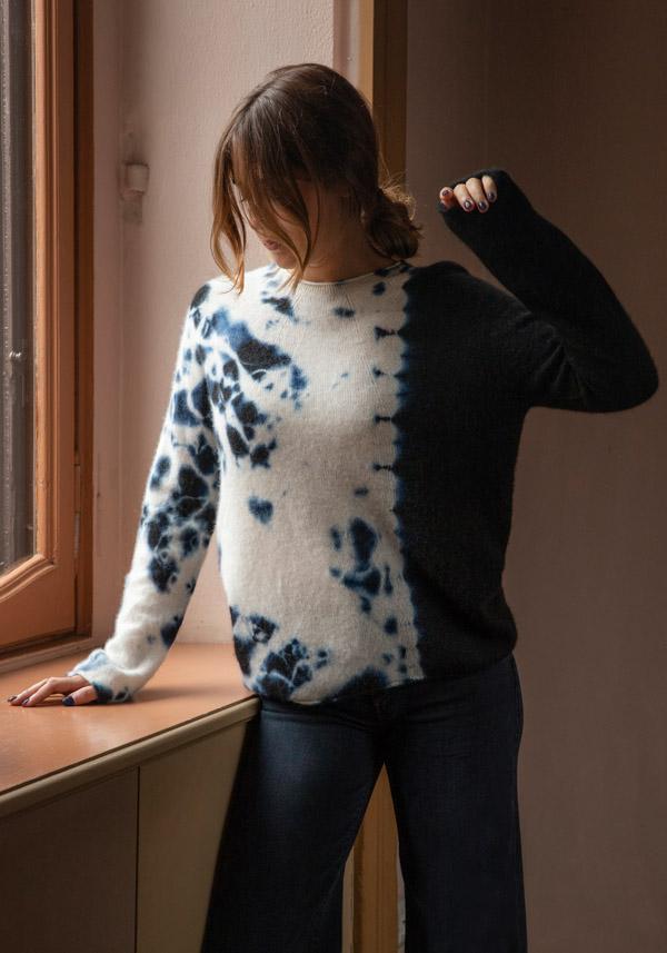 Rose & Lini SUZUSAN CASHMERE “PULL 3028” BLACK & NATURAL