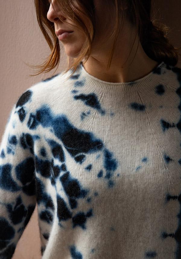 Rose & Lini SUZUSAN CASHMERE “PULL 3028” BLACK & NATURAL