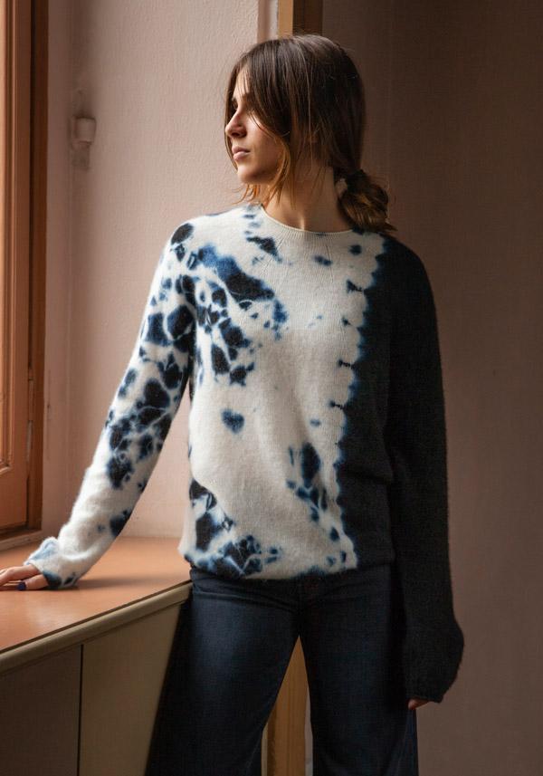 Rose & Lini SUZUSAN CASHMERE “PULL 3028” BLACK & NATURAL