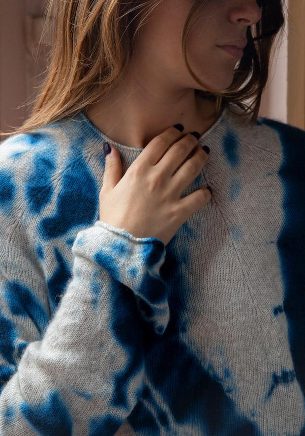 Rose & Lini SUZUSAN CASHMERE “PULL 3028” BLUE & GREY