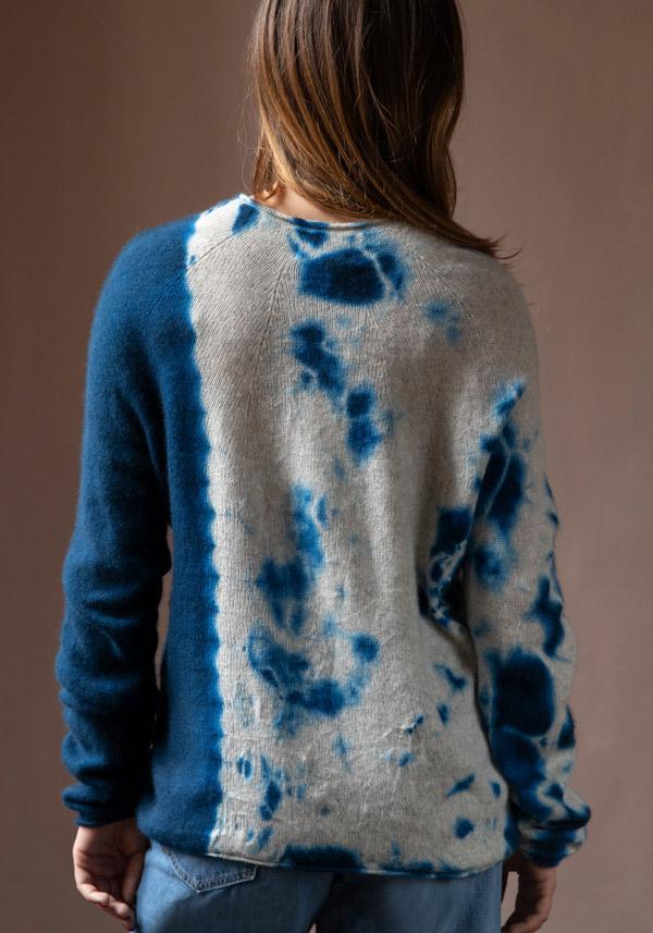 Rose & Lini SUZUSAN CASHMERE “PULL 3028” BLUE & GREY