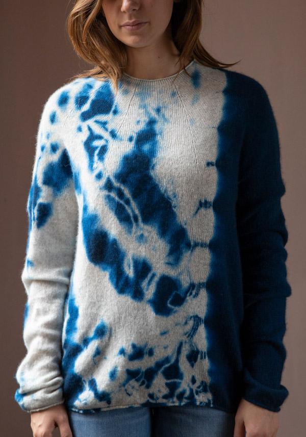 Rose & Lini SUZUSAN CASHMERE “PULL 3028” BLUE & GREY